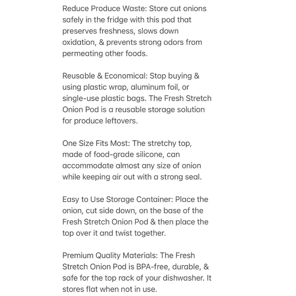 2/$20 NEW JOIE Fresh Stretch Pod Onion Storage Container Kitchen 1 Count - Picture 4 of 14